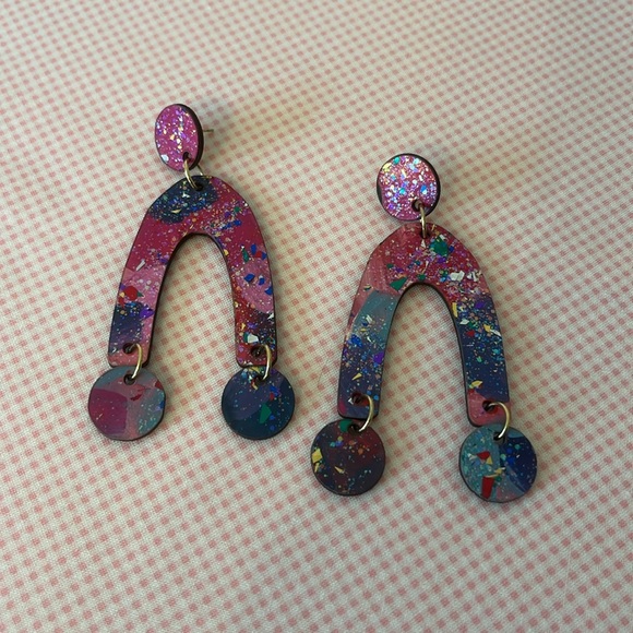Funky Handmade Wood Earrings 💖 - Picture 3 of 5